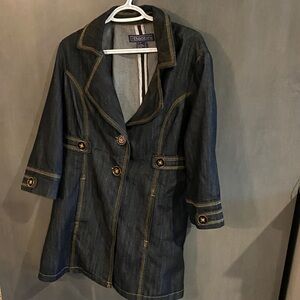 Baccini Dark Blue Denim Jacket with Gold Accents